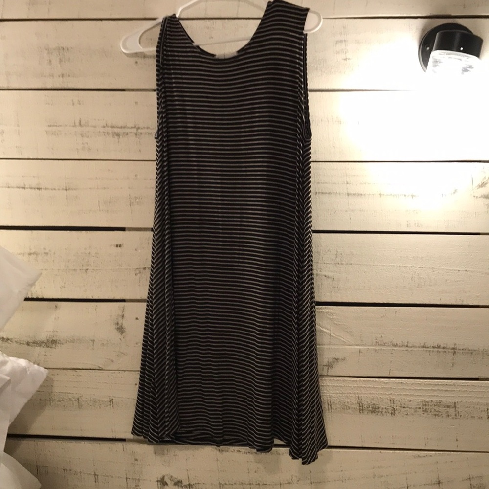 Black and gray stripe sleeveless dress